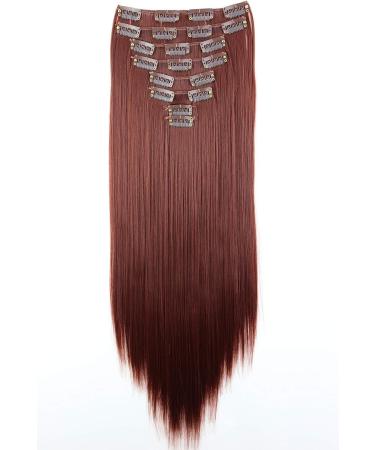 CAISHA XXL 20 Clip In Hair Extensions Set - Synthetic Fiber Hairpiece in Straight Red Brown #35 - Buy Online on GoSupps.com