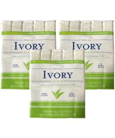 Ivory Soap, Pure Clean, 3.17 oz Bars, 10 each, Pack of 3 (30 Bars Total) 3.17 Ounce (Pack of 30) Pure Clean