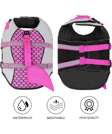 ASENKU Dog Life Jacket - Ripstop Vest with Reflective Strip | Pink Shark XS | Dog Lifesaver Swimsuit for Swimming and Boating - Buy Online on GoSupps.com