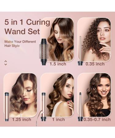 5 in 1 Curling Iron Set | Instant Heat Hair Curling Wand with Ceramic Wands & Accessories for Girls and Women - Black - Buy Online on GoSupps.com