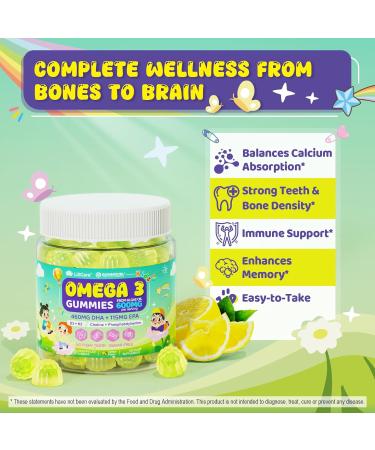 Omega-3 for Kids 4+ Algae EPA & DHA Gummies Plus Vitamin D3 K2 Choline & PS for Brain Bone Cognitive & Immune Health Zero Sugar Children Ultra-High DHA Fish Oil Alternative Lemon Flavor 60 Cts 60 Count (Pack of 1) - Buy Online on GoSupps.com