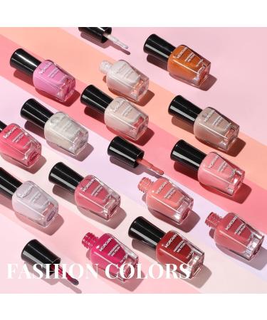 Morovan Fingernail Nail Polish Set: Pink Air Dry 15 Colors 7ml Nude Bulk Nail Polish Non Gel Regular Nail Polish Kit Finger Nail Polish Set Gift for Women Mystic Garden - Buy Online on GoSupps.com
