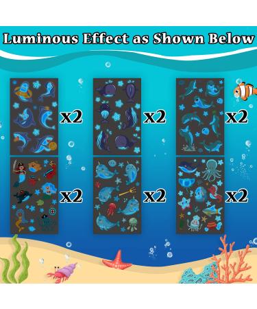 Undersea Glow Temporary Tattoos for Kids - 170 Styles, Ocean Beach Party Decorations - 12 Sheets - Buy Online on GoSupps.com