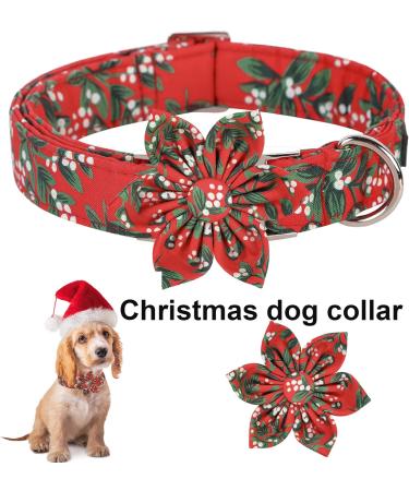 Christmas Dog Collar - ARING PET Adjustable Halis Band with Flower | XS Red Cotton Gift - Buy Online on GoSupps.com