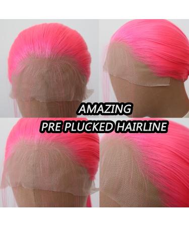 Towarm Hot Pink Synthetic Lace Front Wig for Black Women - Long Straight Heat Resistant Fiber Hair - Cosplay and Daily Wear - Buy Online on GoSupps.com