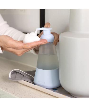 Periwinkle Cleancult Foaming Hand Soap & Hand Sanitizer Dispenser - Refillable 12oz Glass Container with Non-Slip Grip and Matte Frosted Finish - Buy Online on GoSupps.com