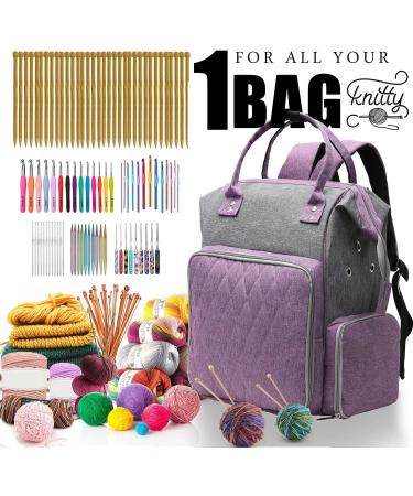 QZLKNIT Knitting Bag Backpack - Large Yarn Storage Organizer in Purple - Buy Online on GoSupps.com