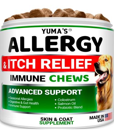 Allergy Support Chews for Dogs - Rich in Colostrum Salmon Oil Turmeric - Vet Crafted Formula - Made in USA