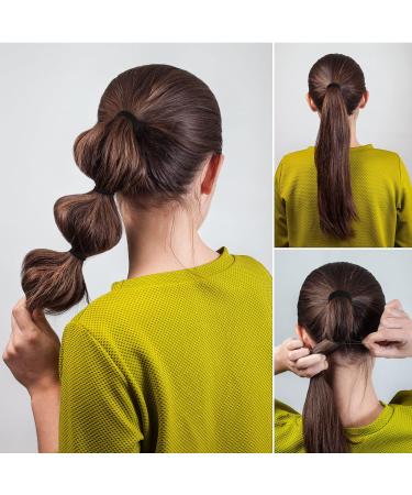 200 Black Elastic Hair Ties for Women, Girls, and Men - Gentle on Fine Curly Hair, Sensitive Scalps - No Damage Ponytail Holders - Buy Online on GoSupps.com