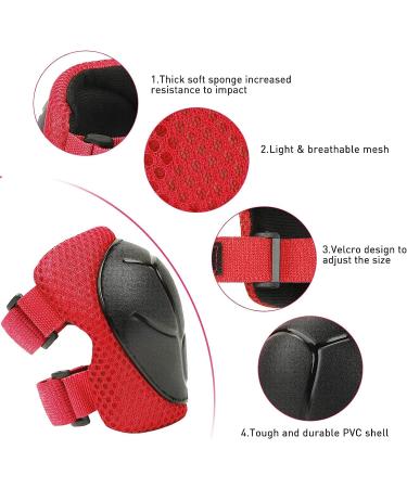 KUYOU Kids Knee and Elbow Pads Set - Red | Safety Gear for Skating, Cycling, and Scooter Riding - Buy Online on GoSupps.com