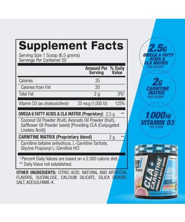 BPI Sports CLA+Carnitine CLA L Carnitine & Linoleic Acid L Carnitine Supplement for Weight Loss Metabolism & Lean Muscle Caffeine Free Pink Lemonade 50 Servings 12.34 oz - Buy Online on GoSupps.com