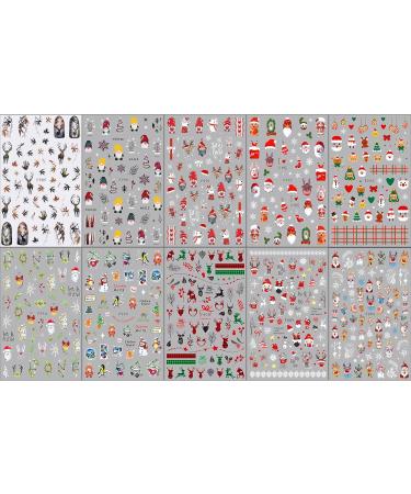 JMEOWIO 10 Sheets Christmas Nail Art Stickers Decals Self-Adhesive Snowflake Xmas Winter Holiday Cute Nail Supplies Nail Art Design Decoration Accessories - Buy Online on GoSupps.com