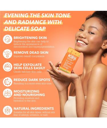 Koji White Kojic Acid Soap Gift Set - Vegan Skin Brightening Bar for Women | Papaya & Collagen Soap - Paraben-Free Uneven Skin Tone Solution (6 Bars 2.82 Oz - Buy Online on GoSupps.com