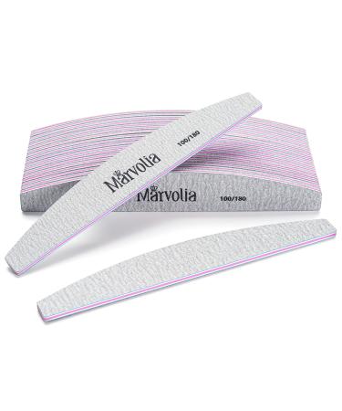 Marvolia Nail Files 20 PCS 100/180 Grit Nail Files for Acrylic/Natural Nails Double-Sided Coarse Nail File Manicure Tools for Home and Salon
