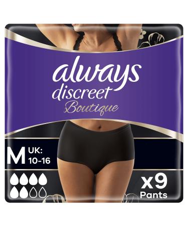 Always Discreet Boutique Incontinence Pants Women Medium Plus 9 High Absorbency Pants Odour Neutraliser Dress Size 10-16 For Sensitive Bladder