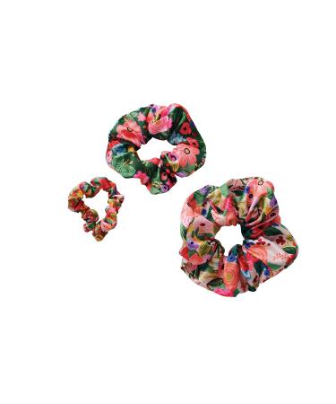 RIFLE PAPER CO. Garden Party Scrunchie Set - Set of 3 Polyester Scrunchies  Small (3 Diameter) Medium (5 Diameter) and Large (6.5 Diameter) Sizes  Printed with 3 Different Floral Colorways