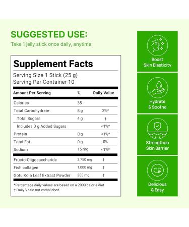 FOODOLOGY Collagen Centella Jelly (10 Days) 300Da Ultra Low Molecular Collagen Centella Asiatica PDRN Vitamin A & E. Coconut Jelly for Hydration & Skin Support (Green Apple) - Buy Online on GoSupps.com