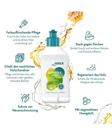 HAKA Precious Wood Care - Color Refreshing & Shine Restorer for Light & Dark Wood | Honey Scent | 250 ml - International Shipping Available - Buy Online on GoSupps.com