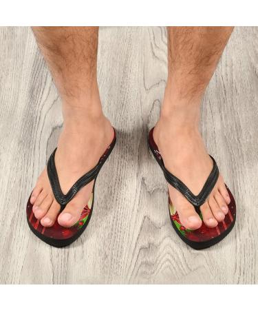 Mnsruu Red Snowflakes Christmas Flip Flops | Cozy Sandals for Home Spa Travel - Men & Women - Buy Online on GoSupps.com
