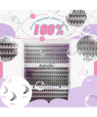 DIY Lash Extensions 10D/20D/30D Wispy Cluster Lashes | 300PCS Volume Eyelashes Mixed Heights (9-16mm) D Curl by Anforlin - Buy Online on GoSupps.com