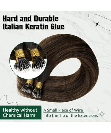 RUNATURE 18 Nano Ring Human Hair Extensions Brown Ombre Dark Brown - 50g - Buy Online on GoSupps.com