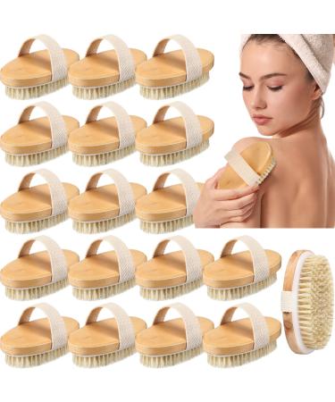 Norme 18 Pieces Dry Body Brush Skin Exfoliating Brush Natural Bristle Body Scrubber for Shower Bath Back Circulation Improvement Dead Skin Remove Beauty