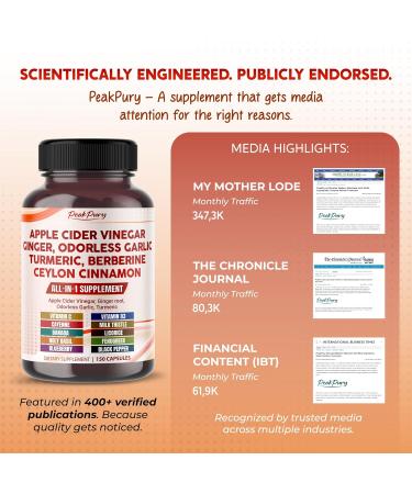 Apple Cider Vinegar Ginger Odorless Garlic Turmeric Berberine 150 count (pack of 1) - Buy Online on GoSupps.com