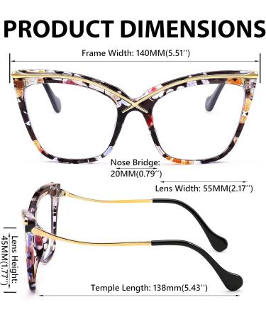 FEISEDY Women Oversized Blue Light Blocking Glasses | Cat Eye Floral Design | Anti Eyestrain Eyewear B2956 (55mm) - Shop Internationally - Buy Online on GoSupps.com