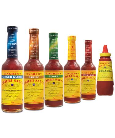 Linghams Sauce Pick N Mix - Choose From 6 Flavours | C Ginger Garlic Chilli Original Chilli Extra Hot Chilli Sriracha | 4 Pack (280ml each) - Perfect Sauce Gift Set for Sauce Lovers