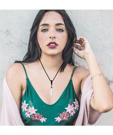 YATOJUZI Clear Quartz Healing Crystal Necklace - Adjustable Hexagonal Point Pendant for Reiki Energy - Natural Gemstone Jewelry for Women and Men - Buy Online on GoSupps.com