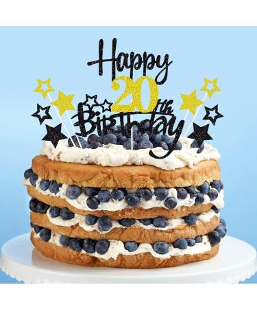 20th Birthday Cake Topper - Glitzy Happy 20 Decoration for Boys & Girls - Perfect for 20th Birthday Party & Cupcake Decor - Buy Online on GoSupps.com