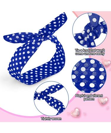 Prasacco 2 Pieces Polka Dot Headbands for Girls Women Retro Bandana Headbands Cute Polka Dots Bow Headwrap Hair Accessories for Women and Girls(Blue+White) - Buy Online on GoSupps.com