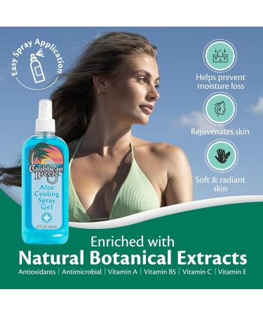 Caribbean Breeze Aloe Cooling Spray Gel | Sunburn Relief with Mango Lime & Tea Tree | Vitamin-Enriched 8.5 oz - Buy Online on GoSupps.com