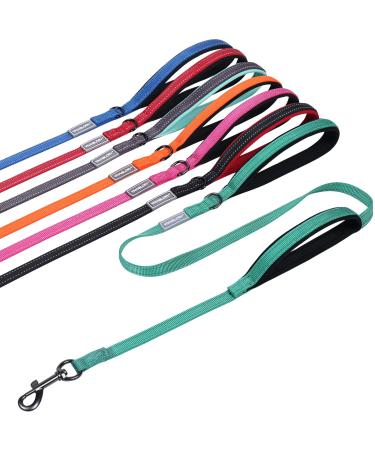 Vivaglory traffic handle dog leash dog leash with two padded handles strong reflective & metal hook training lines for dogs turquoise 1.8 m x 1.4 cm turquoise