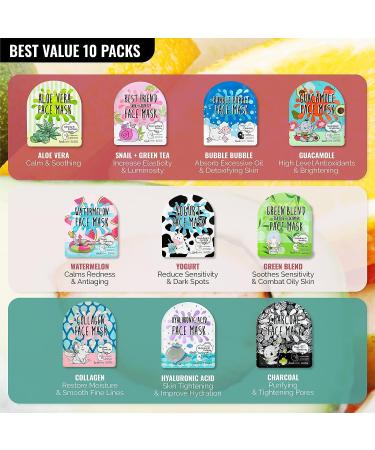 Premium Tencel Korean Sheet Mask Set - Hydrating Face Masks for Youthful K-Beauty Glow - Buy Online on GoSupps.com