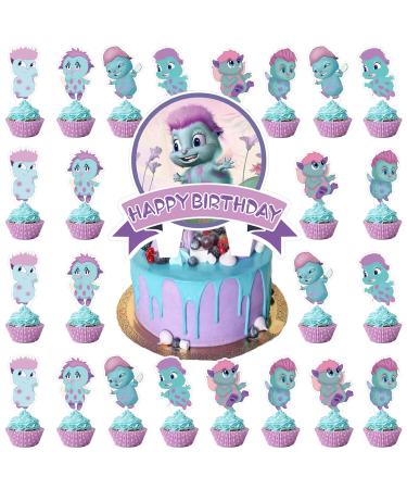 37Pack Cake Decorations Cartoon Party Supplies with 36pcs Cupcake Toppers 1pcs Big Cake Topper for Cartoon Birthday Party Supplies