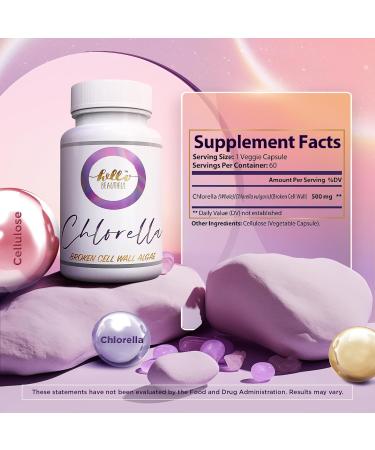 Hello Beautiful Chlorella - 500mg - Broken Cell Wall Algae Tablets Organic Detox Cleanse Chlorella Tablets for Hair Growth Flat Tummy Support Detox Pills - Buy Online on GoSupps.com