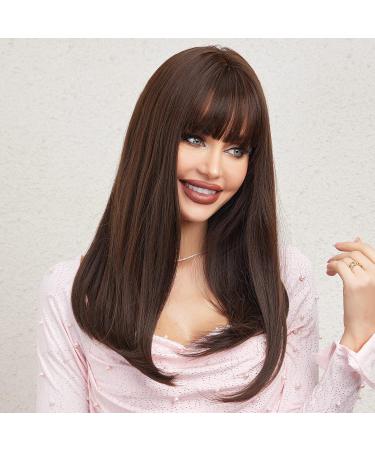 HAIRCUBE Dark Brown Synthetic Women's Wig - Long Straight Layered & Heat Resistant - International Shipping Available - Buy Online on GoSupps.com
