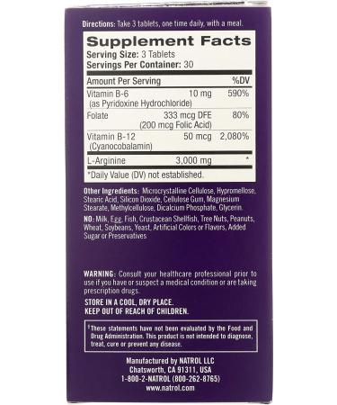 Natrol L-Arginine 3000 mg - 90 Tablets | Boost Nitric Oxide & Energy - Buy Online on GoSupps.com