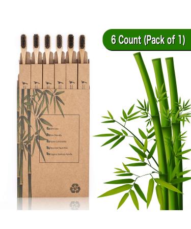 Virgin Forest Bamboo Toothbrush - Biodegradable Charcoal Bristles - Eco-Friendly Wooden Toothbrush 6-Pack - Buy Online on GoSupps.com