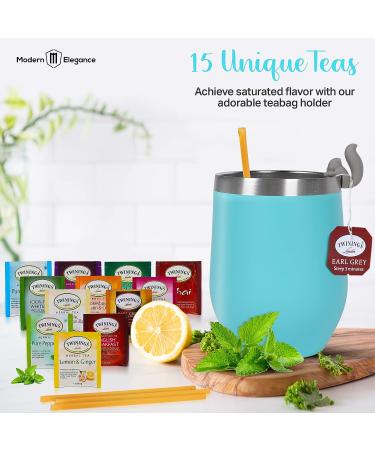 Tea Gift Set for Tea Lovers - 15 Unique Teas, Stainless Steel Tumbler, 10 Honey Straws | Gift Box Tea Set for Women and Men - Buy Online on GoSupps.com
