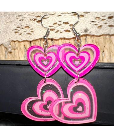 Buy Feylie Heart Earrings for Women | Hollow Glittering Cardiac Statement Earrings | Perfect Valentine's Day Gift | Light Acrylic Design - Buy Online on GoSupps.com