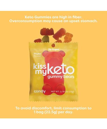 Kiss My Keto Gummy Bears - Fruity Low-Carb Keto Treats (12 Bags, 0.79 oz each) - Buy Online on GoSupps.com