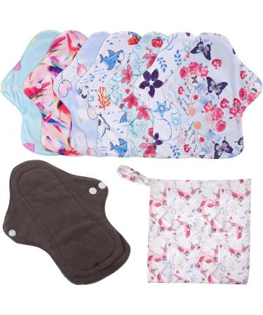 Womens Bamboo Charcoal Reusable Cloth Panties - 7pcs Set with Storage Bag | Menstrual Pad Liner Washable Fabric for Women - Buy Online on GoSupps.com