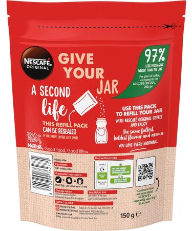 Nescafe Original Instant Coffee Refill Pouch 150g Rich Aroma Full and Bold Flavour (Pack of 5) - Buy Online on GoSupps.com