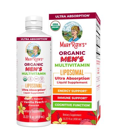 MaryRuth Organics Multivitamin for men | Sugar Free mens Multivitamin | Liquid Vitamins for men | Immune Support Supplement | Cognitive Health & Overall Wellness | Vegan | Non-GMO | 15.22 Fl Oz