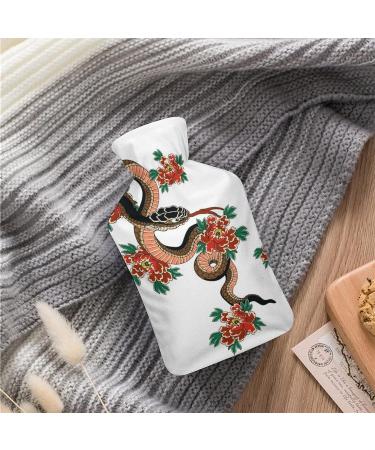 Snake Flower Hot Water Bottle with Cover - Plush Bed Bottle Hand Warmer for Adults & Children | 26.5x15.3cm - Buy Internationally - Buy Online on GoSupps.com
