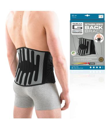 Neo G Back Support RX Stabilized with Power Straps and Adjustable Lacing System Back Brace for Lower Back Pain Relief Muscle Spasm Strains Arthritis Rehabilitation - Class 1 Medical Device - S Small