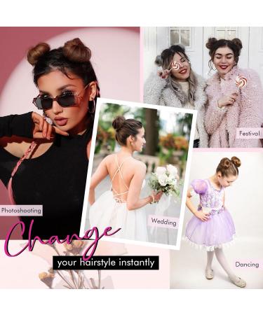 REECHO Space Bun Hair Pieces 2 PCS Mini Claw Clip in Messy & Cat Ears Fake Hair Bun Extensions Wig Accessory Updo Hairpieces for Women Girls (Pack of 2-3.5" Wavy Medium Ash Brown) Pack of 2 - 3.5" Wavy Medium Ash Brown - Buy Online on GoSupps.com