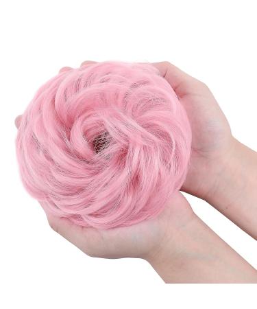Silk-Co Light Pink Hair Part with Rubber Band | Wavy Soft Dutt & Thickening Extensions | 45g Messy Bun Updos - Buy Online on GoSupps.com
